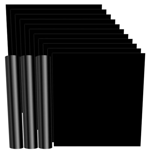JANDJPACKAGING Black Permanent Vinyl - 14 Pack 12” x 12” Matte Black Adhesive Vinyl, Black Vinyl for Cricut, Silhouette, Expressions, Cameo, Signs