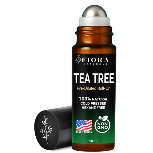 Fiora Naturals Tea Tree Oil Roll On - 100% Natural Tea Tree Essential Oil for Skin, Face, Acne, Nails, Cuticles, Scalp & Aromatherapy Wellness