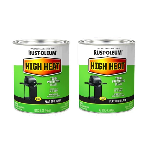 Rust-Oleum 7778502 High Brush On Paint Heat Protective Enamel, 32 Fl Oz, Bar-B-Que Black, 2 Pack