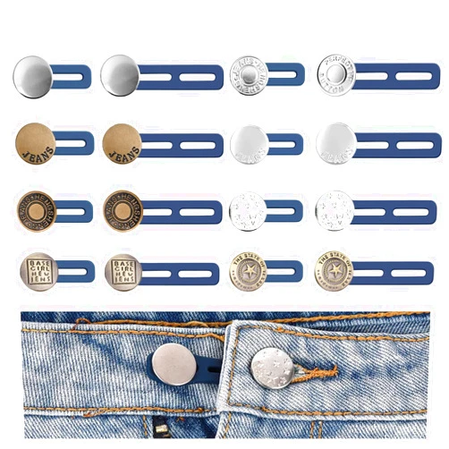 Ygyhiey 16PCS Button Extenders for Jeans, Pants Extender Button for Women Men, Waist Extenders, No Sew Instant Waistband Extender Buttons Metal Silicone, Waist Extenders for Pants for Men