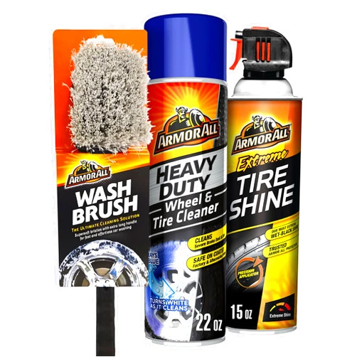 ‎Armor All Armor All Wheel and Tire Cleaner and Tire Shine Kit, Heavy Duty Car Wheel Cleaner, Extreme Tire Shine Spray and Wash Brush - 3 Count Heavy Duty Cleaning Kit