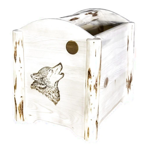 212 Main Montana Collection Magazine Rack with Laser Engraved Wolf Design