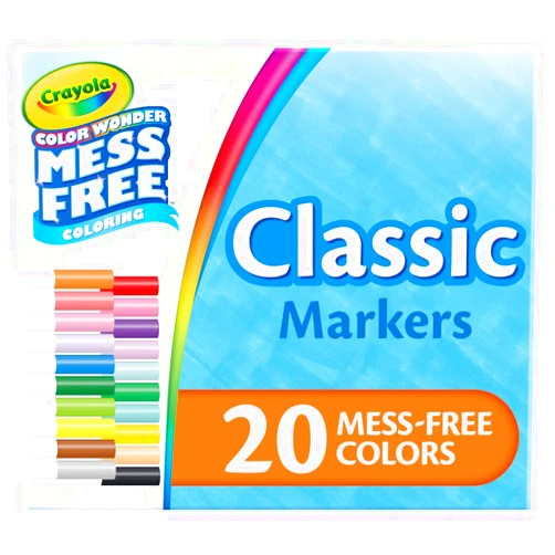 Crayola Color Wonder Marker Set, 20 Mess Free Broad Line Markers for Kids & Toddlers 3+