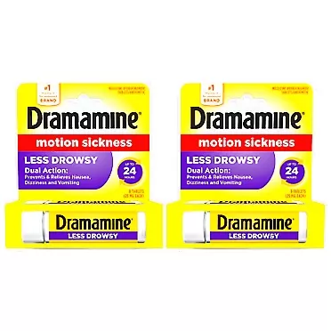 Dramamine All Day Less Drowsy Motion Sickness Relief | 8 Tablets Included (Pack of 2) 8 Count (Pack of 2)