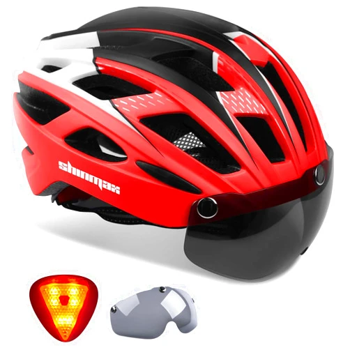 Shinmax Bike Helmet, CPSC/CPC Bike Helmet for Adult Men Women with Magnetic Goggles&Led Back Light Cycling Helmet Adjustable SM-T69