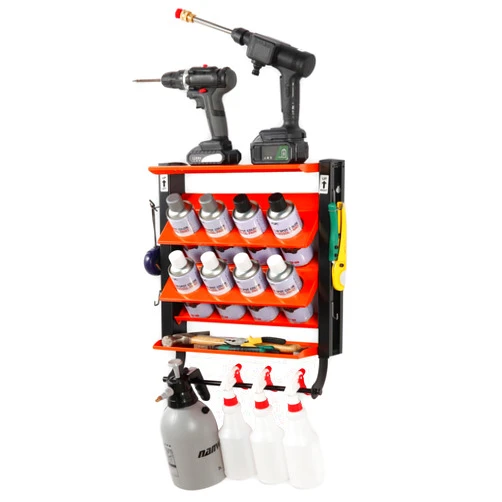 Wallmaster Spray Can Holder, Lube Can Wall Mount Storage Rack Heavy Duty Paint Bottle Organizer for Garage & Home | 8 Can Holes & 2 Shelf