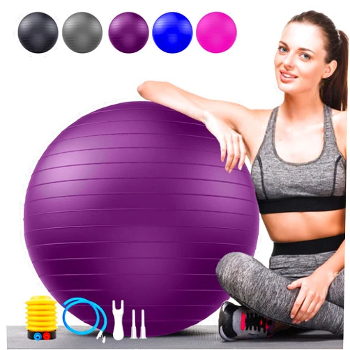 Goonidy Soft Exercise ball, Anti-Burst Yoga Ball Chair Supports 2200lbs, Stability Swiss Ball w/ Pump for Pregnancy Birthing, Excersize, Workout, Fitness, Balance, Gym, Physio, Abs (Office & Home & School)