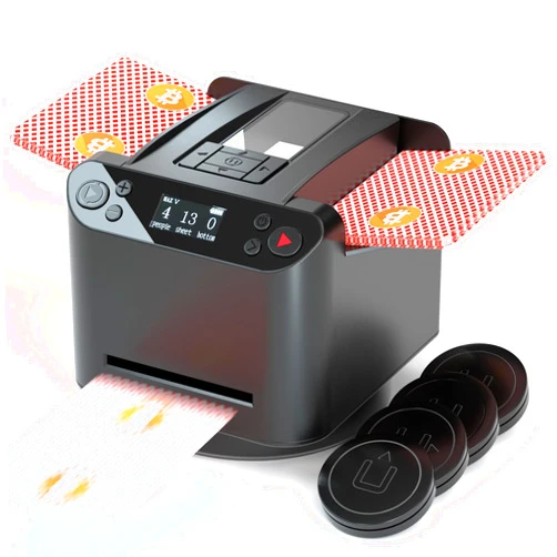 VQP Automatic Card Shuffler and Dealer, 2 in 1 360° Rotating Card Shuffling+Dealing Machine, Programmable Playing Card Dispenser, Rechargeable Playing Cards Distribution Machine(+4 Dealer Buttons)