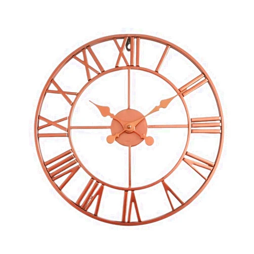 MYOYUE Home Retro Living Room Iron Wall Clock Scandinavian Decorative Clock Round Roman Silent Clock