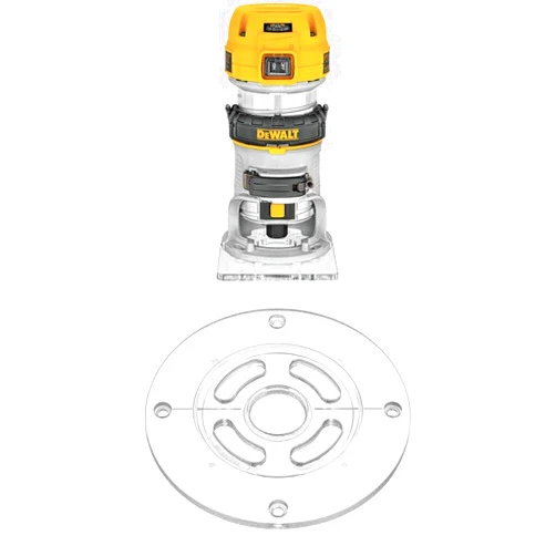 DEWALT DWP611 1.25 HP Max Torque Variable Speed Compact Router with LED's with Round Sub Base for Compact Router