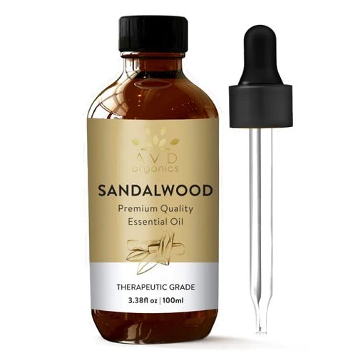 AVD ORGANICS Sandalwood Essential Oil for Diffuser | Premium Quality Therapeutic Grade Sandalwood Oil | for Skin & Focus Woody and Earthy Aroma | 3.38 fl. Oz