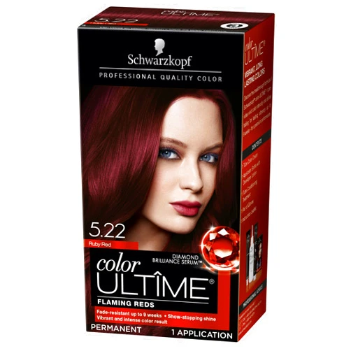 Schwarzkopf Color Ultime Hair Color, 5.22 Ruby Red, 1 Application - Permanent Red Hair Dye for Vivid Color Intensity and Fade-Resistant Shine up to 10 Weeks