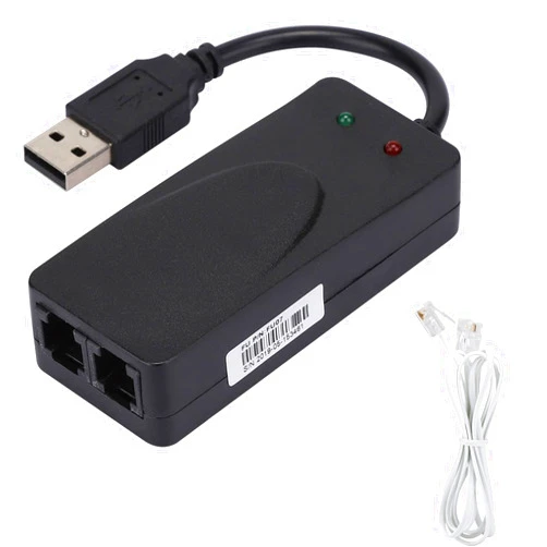 Tyenaza USB 2.0 56K Fax Modem, External V.90 V.92 Modem with Dual Ports, USB Data Modem Compatible with Win 7/Win 8/Win 10/Win XP, Auto-Dial, Tone and Pulse Dialing, Auto Answer, Auto Retrain