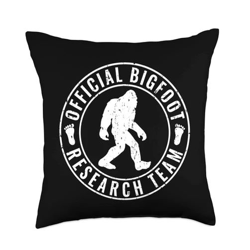 Official Bigfoot Sasquatch Yeti Team Gifts Apparel Official Bigfoot Research Team Vintage Distressed Throw Pillow, 18x18, Multicolor