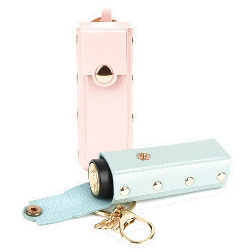 Adorila 2 Pack Lipstick Case Keychain, Soft Leather Chapstick Holder for Women, Potable Clip-on Sleeve Lipstick Pouch (Green & Pink)
