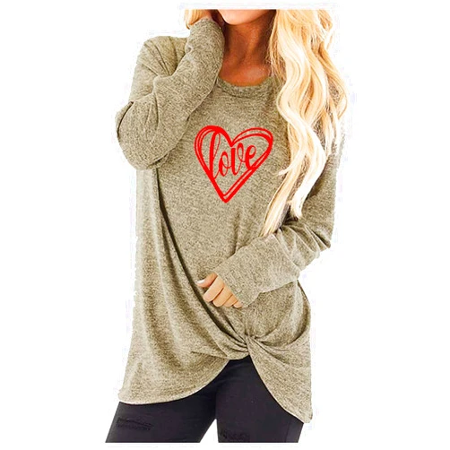 Yesunpxs Valentine's Day Shirt Women Love Heart Graphic Tees Printed Long Sleeve Crewneck Tops Shirts Casual Pullover Blouses