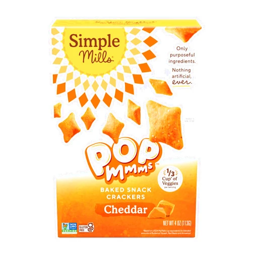 Simple Mills Pop Mmms Cheddar Baked Snack Crackers, Gluten Free, 4 Ounce (Pack of 1)