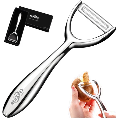 SUCCFLY Vegetable Peeler Stainless Steel, Premium Potato Peelers for Kitchen, Veggie Fruit Peeler, Apple Carrot Cucumber Peeler，Ultra Sharp Rotary Blade, Heavy Duty Ergonomic Handle (5-year warranty）