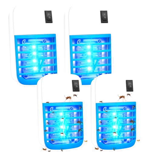 JLLOM 4Pack Bug Zapper Indoor,Electronic Fly Trap Insect Killer,Plug in Electronic Mosquitoes Zapper with Blue Lights Portable Home Insects Zapper for Office,Home,Kitchen,Bedroom,Living Room,Baby Room