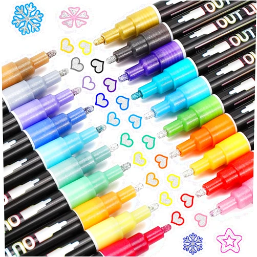 Muchcute Shimmer Markers Outline Markers Glitter Pens: 20 Tween Teen Girl Gifts Trendy Stuff Crafts Art Supplies Kids Ages 4 6 8 9 10 12 14 16 Year Old Doodle Dazzles Shimmer Marker Set Sparkle Outliner Pens