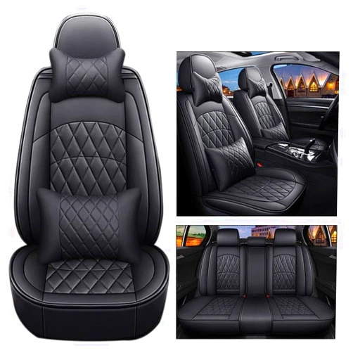 DLXBFB66 Car Seat Covers Full Set for McLaren 765LT 2020 2021 2022 2023 2024, Leather Seat Covers Vehicle Cushion Compatible with Airbag Breathable and Waterproof,Black