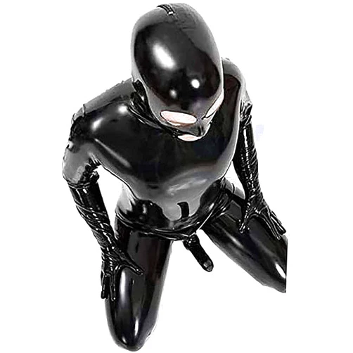 AZBYC Men's Shiny Latex Clothing PVC Sexy Wet Look DS Stage Catsuit Clothing Full Body Leather Jumpsuits Cosplay Nightclub