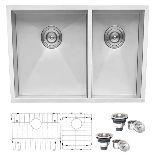 Ruvati 29-inch Undermount 60/40 Double Bowl Zero Radius 16 Gauge Stainless Steel Kitchen Sink - RVH7200