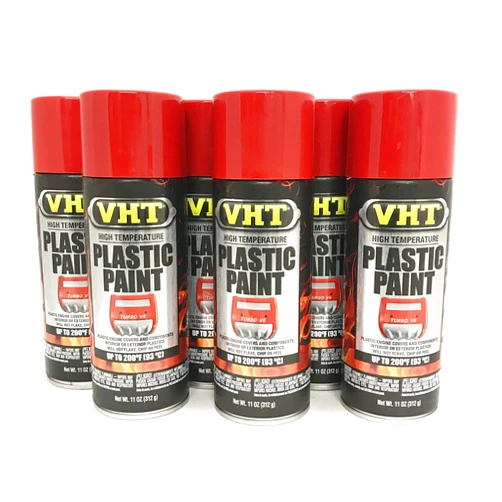 Generic VHT SP821 Red High Temperature Plastic Paint, 11oz - 6 PACK