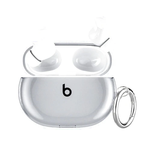 Frylaa Clear Case for Beats Studio Buds + Case Clear 2023,Beats Studio Buds Case 2021,Soft TPU Case for Beats Studio Buds/Buds+ Case Cover,Shockproof Beats Studio Earbuds Case with Carabiner-Black