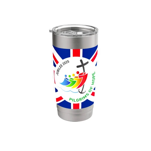 VISIT OUR STORE - 2025 Jubilee of Catholic Church UK - GERMANY FLAGS, Catholic Jubilee 2025 - Pilgrims of Hope Stainless Steel Insulated Tumbler