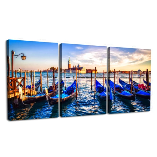 Dimpoli 3 Pieces Evening Landscape Canvas Wall Art,Forest Snow Mountain Sunset Nature Scenery HD Canvas Home Office Decorative Painting 12x18 inches Each Panel