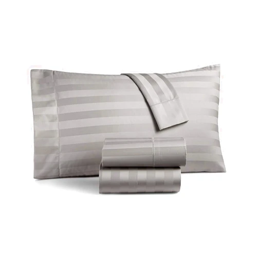 Charter Club Damask Stripe 550 Thread Count Supima Cotton 4 Piece Queen Sheet Set Smoke