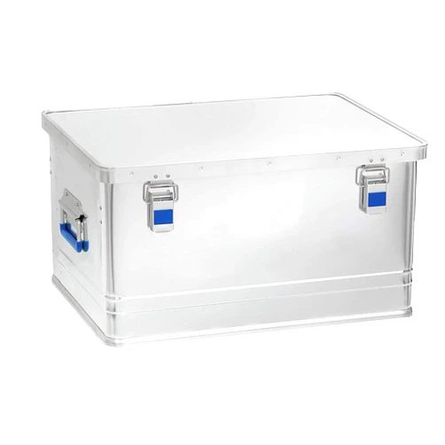 Hünersdorff Aluminium Box Office 74 Litres, Waterproof with Rubber Seal, Lightweight, Sturdy, Folding Handles, Preparation for Locks, Colour: Silver