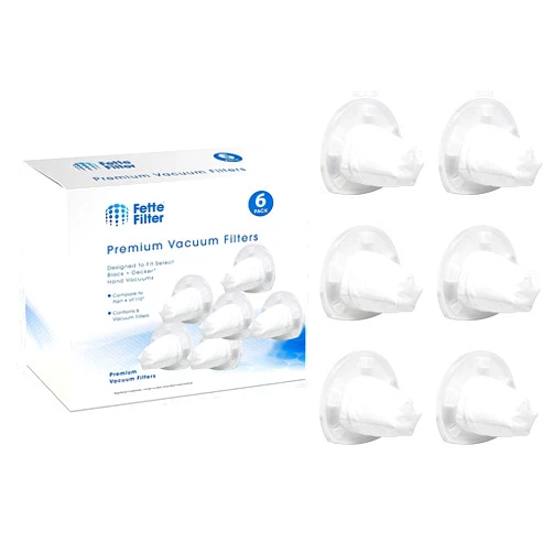 Fette Filter - Hand Vac Filters Compatible with Black + Decker VF110. Compare to Part # VF110, 90558113-01. (Pack of 6)