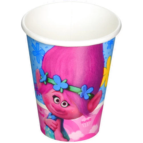 Amscan Trolls 9 oz Cups (8 Count), Multi colored, One Size