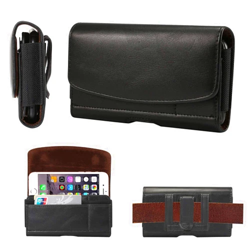 KYZI Belt Bag Compatible with iPhone 8 7 6 Leather Belt Clip Pouch, Belt Holster Case Pouch Compatible with Samsung Galaxy S4/S3/J7-2017. Wallet Case with Card Holder Waist Pack