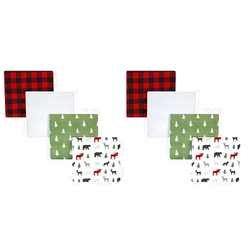 Hudson Baby Unisex Baby Cotton Flannel Receiving Blankets, Woodland Christmas, One Size (Pack of 2)