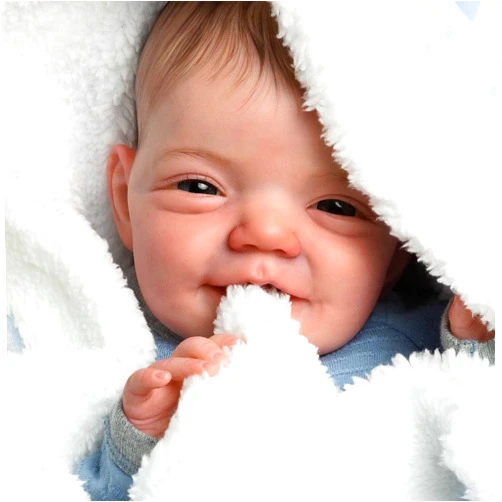 KAWAYII Cloth Body Silicone 20inch Reborn Toddler Boy Doll Premie Baby Genesis Hand Painted Doll Cute Lifelike Silicone Doll Babies Accessories Gift for Kids