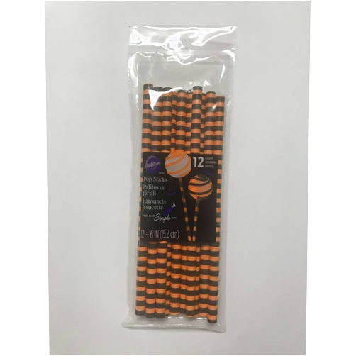 Wilton Orange & Black Halloween 6-inch Lollipop Sticks 12 Count