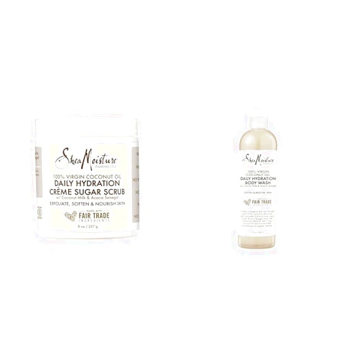 SheaMoisture Coconut Oil Sugar Scrub for Dry Skin Exfoliator & Coconut Bubble Bath and Body Wash 13 Fl Oz