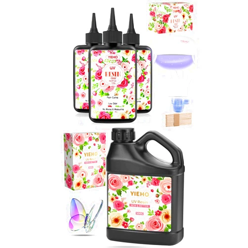 YIEHO 300g UV Resin Kit with Light and UV Resin Clear 500g