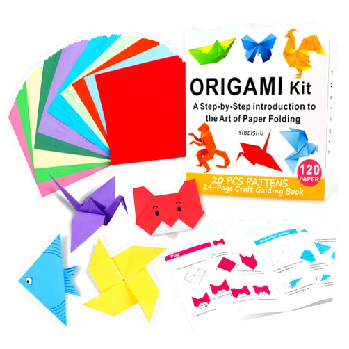 Yibeishu Origami Paper Kit with Instructions Book 20 Easy Origami Projects 6x6 Inch Origami Paper Double Sided Square Colorful Folding Paper Set for Kids Adults Beginners Activity