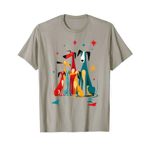 The Vintage Retro Mid-Century Dog Lover Boutique Vintage Retro Mid-Century Long Neck Dogs 50s 60s Style T-Shirt