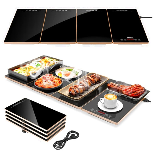 FEPPO Electric Warming Tray, 4-in-1 Food Warmers for Parties Buffet with 10 Temp Settings and Timer, 33