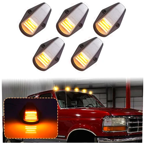 Aexploer LED Cab Roof Marker Lights Compatible with F150 F250 1984-1996 & F250 HD 1997 & F350 1984-1997 & F Super Duty 1988-1997 Running Top Marker Lamp (Clear Lens & Amber Light)