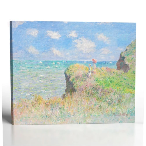 Crossroads Home Décor Monet Wall Art, Impressionist Wall Art, Cliff Walk At Purville Canvas Print, Fine Art Prints, Famous Paintings, Ready To Hang, C2413-16x20