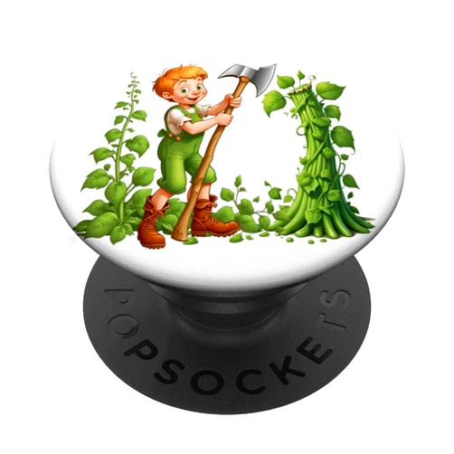 English Fairy Tale with Magic Beans Jack and The Bean Stalk - Chopping Down The Giant Stem PopSockets Adhesive PopGrip