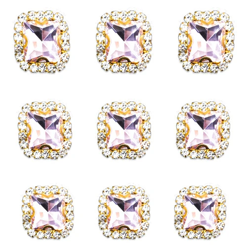 Builcker 30 Pieces Square Crystal Rhinestones Sewing On, Premium Rhinestones Flatback Beads Buttons with Bling DIY Crafts Gems for Bags, Shoes, Dress, Phone Case Party Decoration (Light Pink Square)