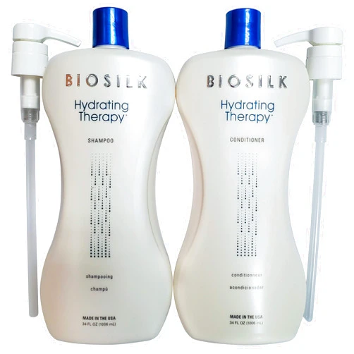 Biosilk Hydrating Therapy Shampoo and Conditioner 34oz with Two Pumps Bundle