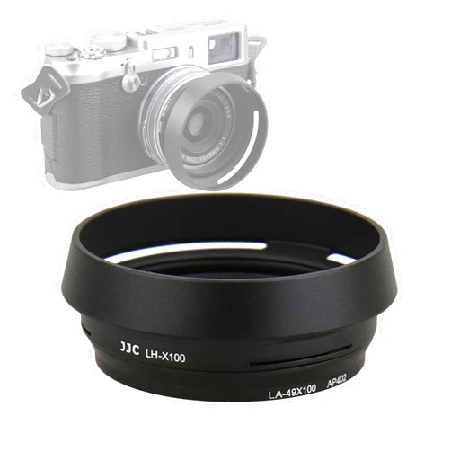 Fotasy JJC LH-JX100 BLACK Metal Lens Hood/ 49mm Filter Adapter Ring for Fujifilm X70 X100 X100S X100T X100F X100V, Fuji X100S, Fuji X100F, Fuji X100V Lense Hood Shade, Fujifilm LH-X100 Lens Hood Replacement